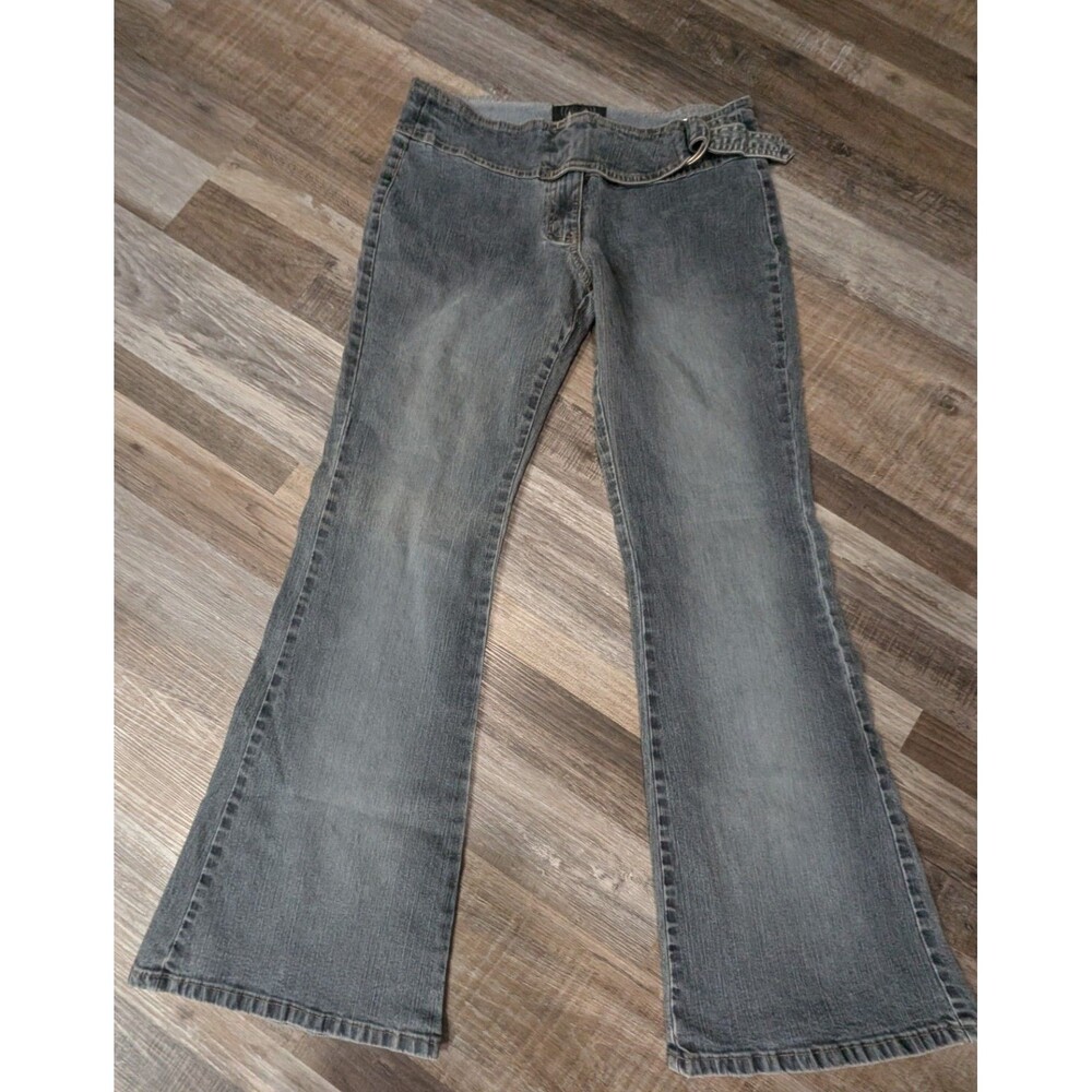 Vintage 90s Angels Jeans V-Front Flare Leg with Denim Belt Y2K McBling Size 13
